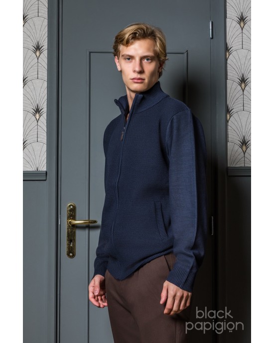 Ζακέτα πλεκτή Lexton μπλέ ΠΛΕΚΤΕΣ