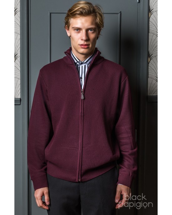 Ζακέτα πλεκτή Lexton μπορντό ΠΛΕΚΤΕΣ