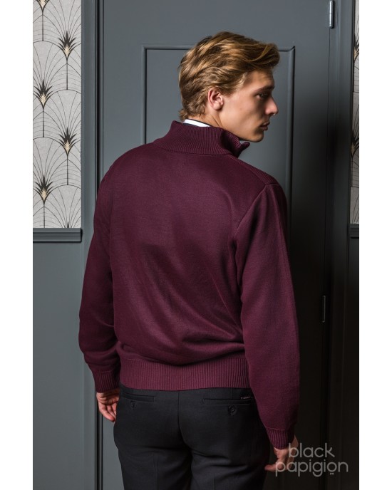 Ζακέτα πλεκτή Lexton μπορντό ΠΛΕΚΤΕΣ