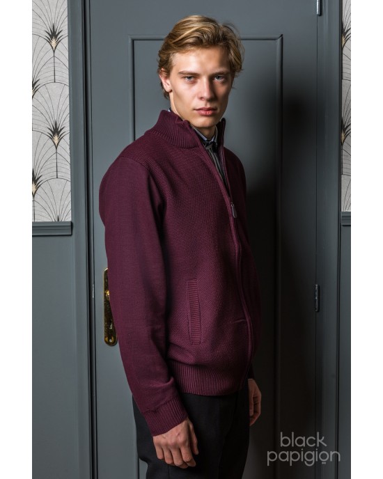 Ζακέτα πλεκτή Lexton μπορντό ΠΛΕΚΤΕΣ
