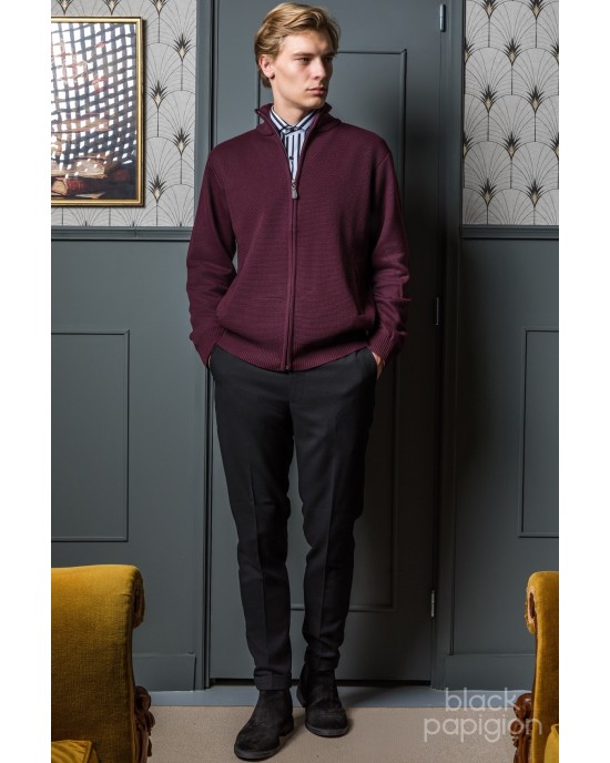 Ζακέτα πλεκτή Lexton μπορντό ΠΛΕΚΤΕΣ