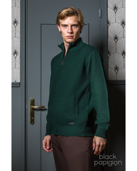 Ζακέτα πλεκτή Lexton πρασινή ΠΛΕΚΤΕΣ