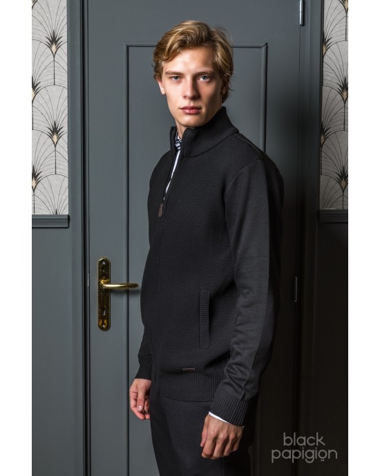 Ζακέτα πλεκτή Lexton μαύρη ΠΛΕΚΤΕΣ