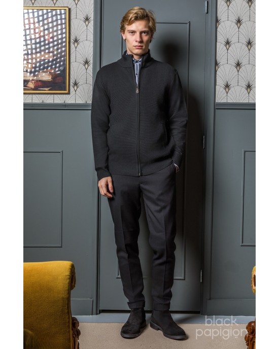 Ζακέτα πλεκτή Lexton μαύρη ΠΛΕΚΤΕΣ