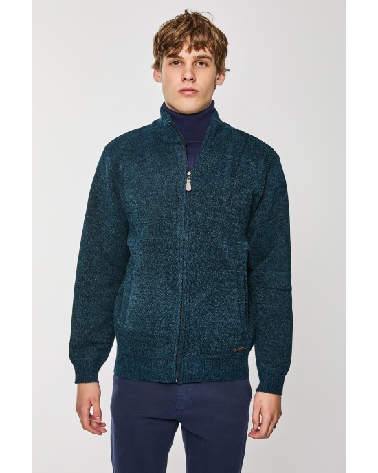 Ζακέτα πλεκτή Lexton πετρόλ ΠΛΕΚΤΕΣ