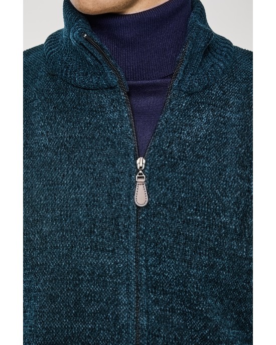 Ζακέτα πλεκτή Lexton πετρόλ ΠΛΕΚΤΕΣ