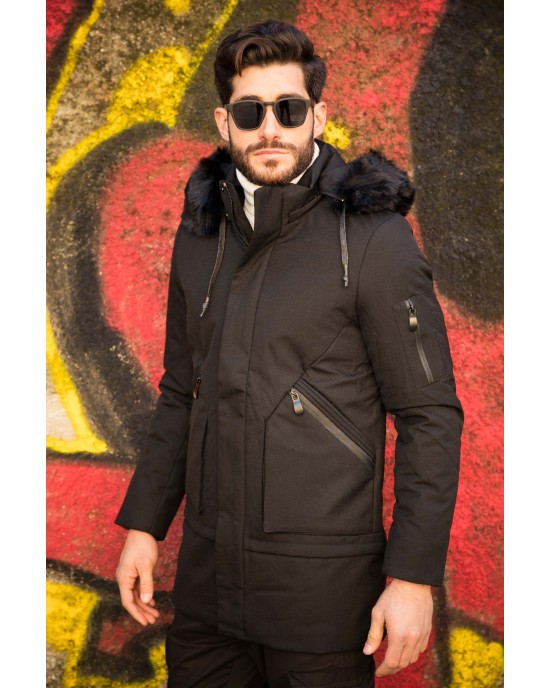 Μπουφάν παρκά Splendid Clothing μαύρο