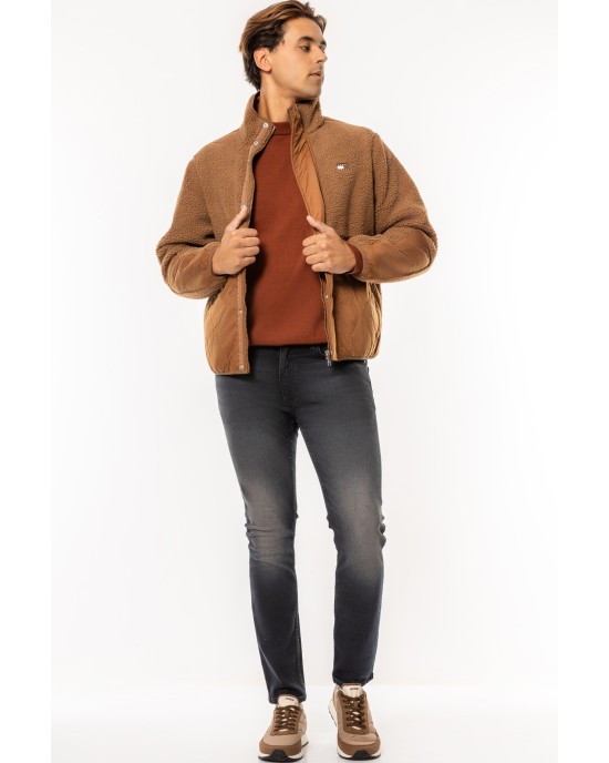 Μπουφάν Tommy Jeans καφέ ΜΠΟΥΦΑΝ