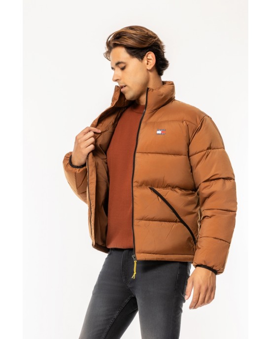 Μπουφάν Tommy Jeans καφέ ΜΠΟΥΦΑΝ