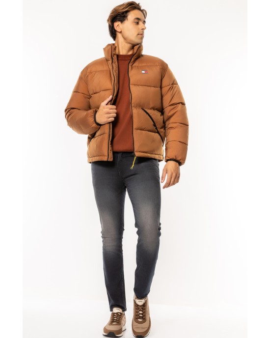 Μπουφάν Tommy Jeans καφέ ΜΠΟΥΦΑΝ
