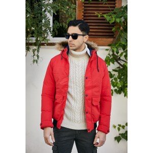 Μπουφάν Jack n Jones κόκκινο Μπουφάν Jack n Jones κόκκινο