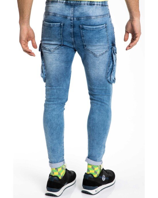 Jeans cargo μπλε