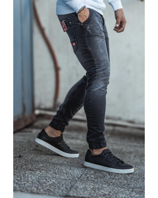 Jeans 2Gether, σε μαύρο χρώμα, με λάστιχο στο τελείωμα