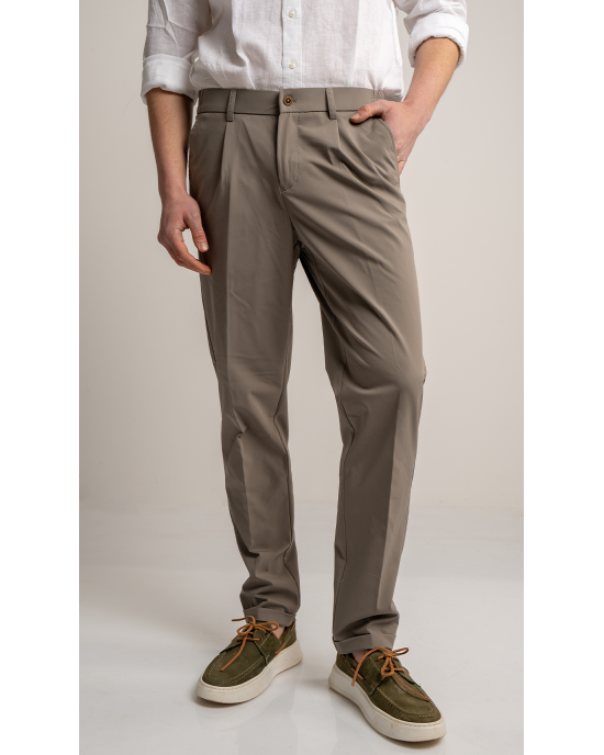 Παντελόνι 19V69 Italia Versace Abbigliamento Adriano μπεζ ΥΦΑΣΜΑΤΙΝΑ