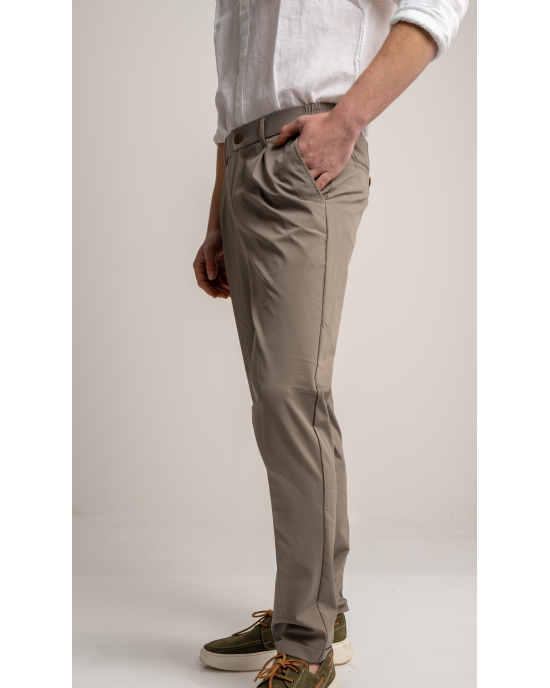 Παντελόνι 19V69 Italia Versace Abbigliamento Adriano μπεζ ΥΦΑΣΜΑΤΙΝΑ