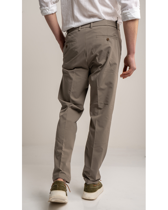 Παντελόνι 19V69 Italia Versace Abbigliamento Adriano μπεζ ΥΦΑΣΜΑΤΙΝΑ