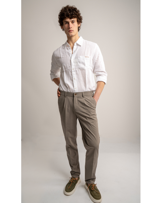 Παντελόνι 19V69 Italia Versace Abbigliamento Adriano μπεζ ΥΦΑΣΜΑΤΙΝΑ