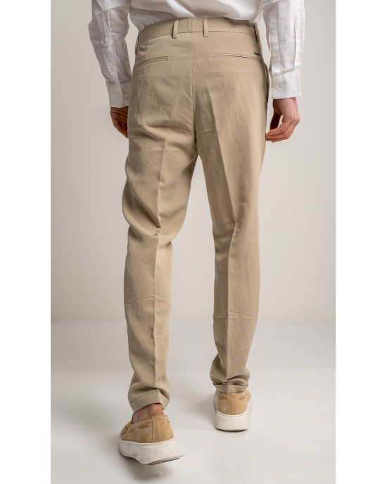 Παντελόνι 19V69 Italia Versace Abbigliamento Adriano μπεζ ΥΦΑΣΜΑΤΙΝΑ