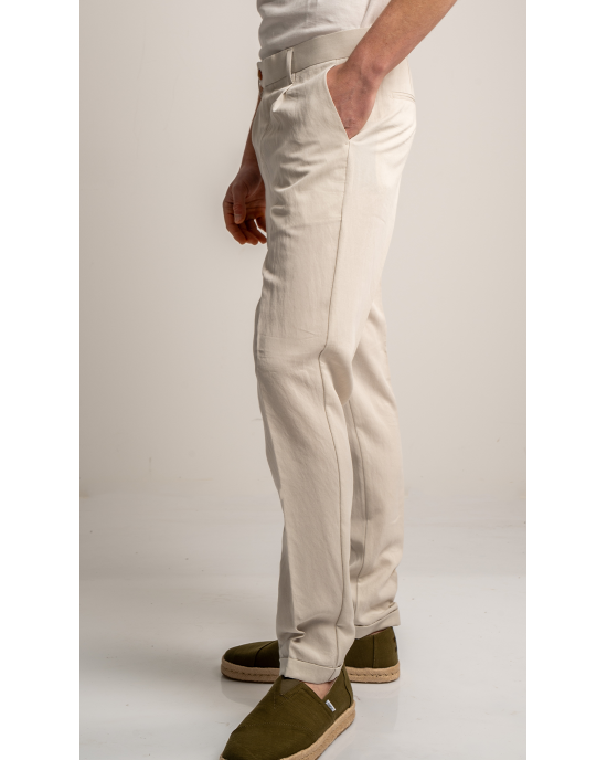 Παντελόνι 19V69 Italia Versace Abbigliamento Adriano μπεζ ΥΦΑΣΜΑΤΙΝΑ