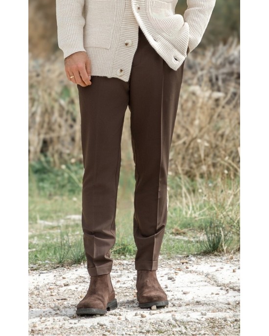 Παντελόνι Vittorio Vinto καφέ ΥΦΑΣΜΑΤΙΝΑ