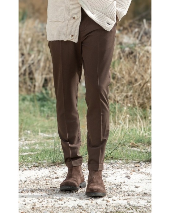 Παντελόνι Vittorio Vinto καφέ ΥΦΑΣΜΑΤΙΝΑ