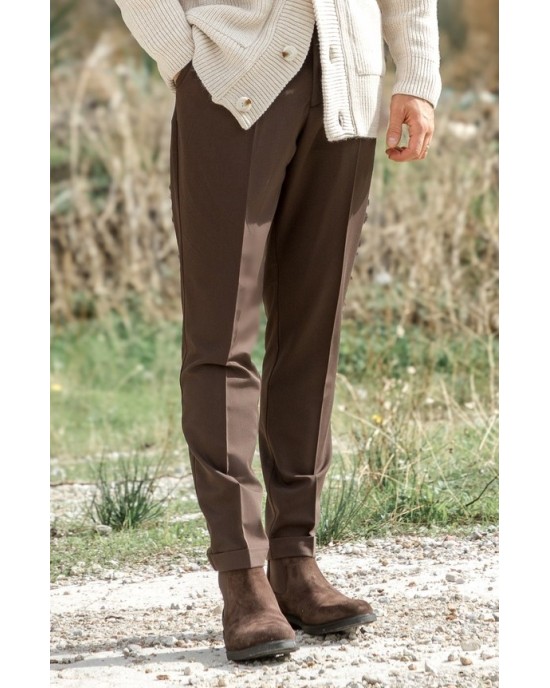 Παντελόνι Vittorio Vinto καφέ ΥΦΑΣΜΑΤΙΝΑ