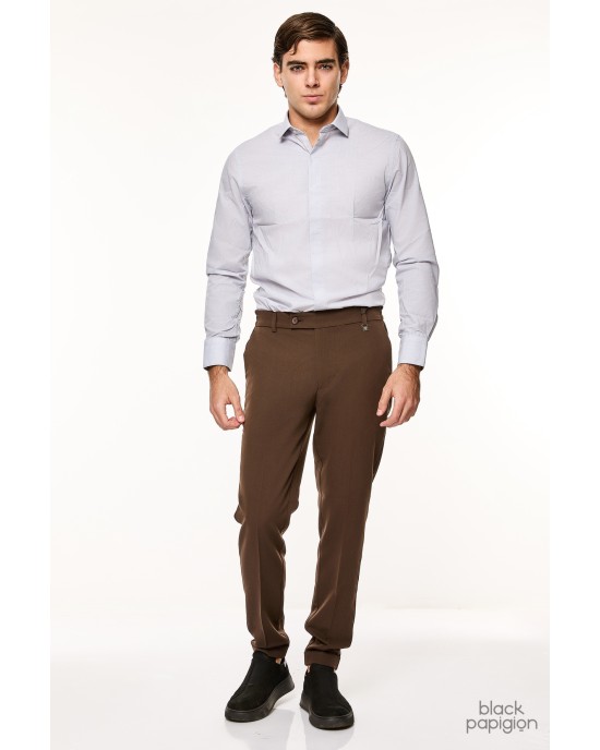 Παντελόνι Vittorio Diverso καφέ ΥΦΑΣΜΑΤΙΝΑ