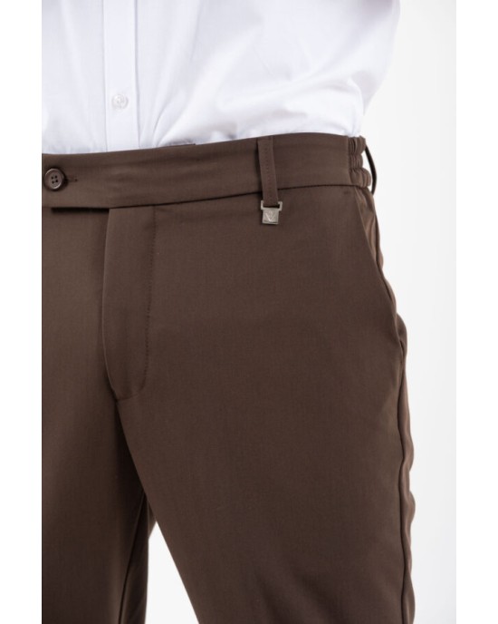 Παντελόνι Vittorio Diverso καφέ ΥΦΑΣΜΑΤΙΝΑ