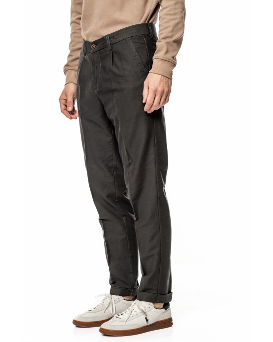 Παντελόνι 19V69 Italia Versace Abbigliamento Adriano γκρι σκούρο ΥΦΑΣΜΑΤΙΝΑ