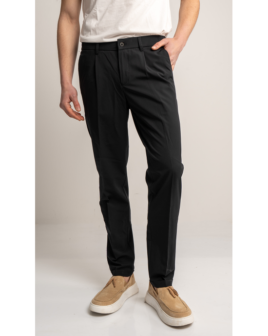 Παντελόνι 19V69 Italia Versace Abbigliamento Adriano μαύρο ΥΦΑΣΜΑΤΙΝΑ