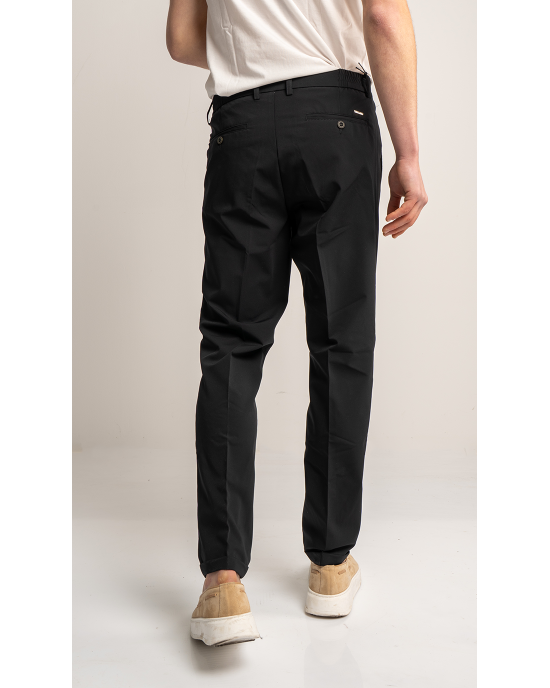 Παντελόνι 19V69 Italia Versace Abbigliamento Adriano μαύρο ΥΦΑΣΜΑΤΙΝΑ