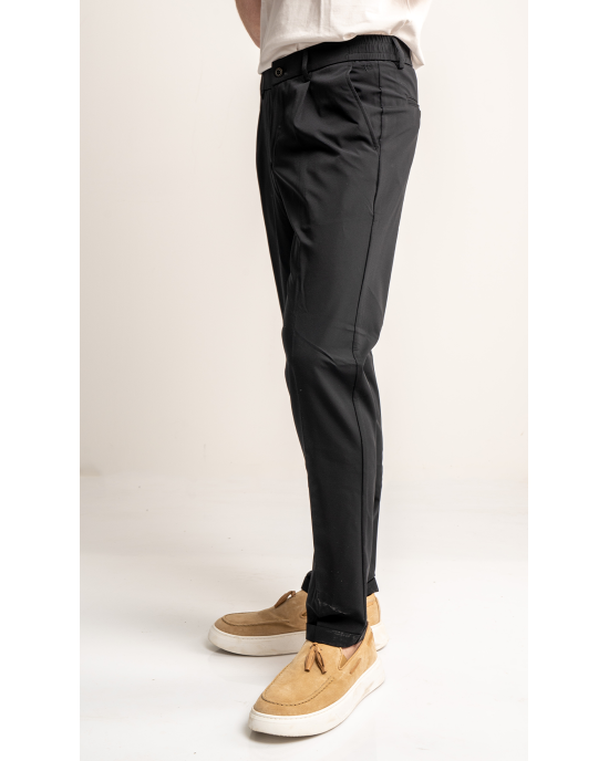 Παντελόνι 19V69 Italia Versace Abbigliamento Adriano μαύρο ΥΦΑΣΜΑΤΙΝΑ