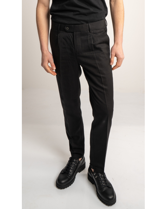 Παντελόνι 19V69 Italia Versace Abbigliamento Adriano μαύρο ΥΦΑΣΜΑΤΙΝΑ