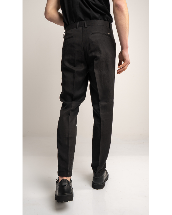 Παντελόνι 19V69 Italia Versace Abbigliamento Adriano μαύρο ΥΦΑΣΜΑΤΙΝΑ