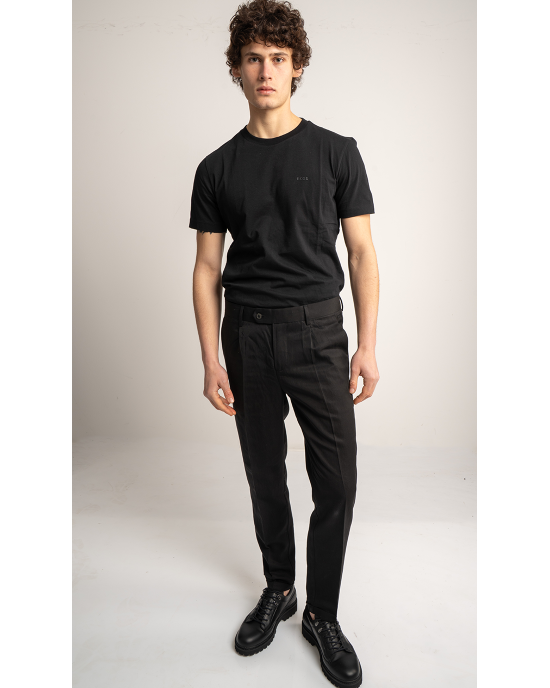 Παντελόνι 19V69 Italia Versace Abbigliamento Adriano μαύρο ΥΦΑΣΜΑΤΙΝΑ