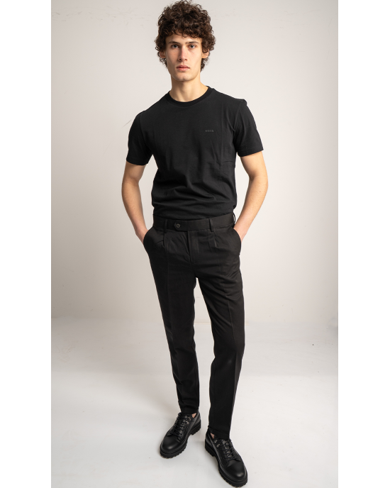 Παντελόνι 19V69 Italia Versace Abbigliamento Adriano μαύρο ΥΦΑΣΜΑΤΙΝΑ