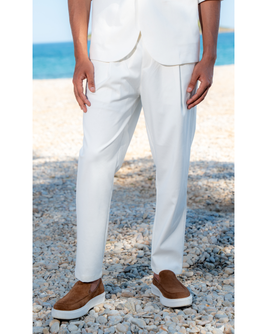 Παντελόνι Vittorio Jenoa άσπρο CASUAL