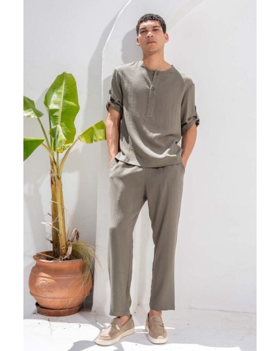 Παντελόνι Vittorio Toscani χακί OVERSHIRT