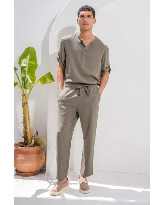 Παντελόνι Vittorio Toscani χακί OVERSHIRT