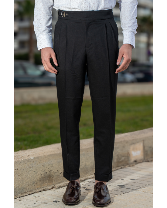 Παντελόνι Vittorio Mezzano μαύρο ΥΦΑΣΜΑΤΙΝΑ