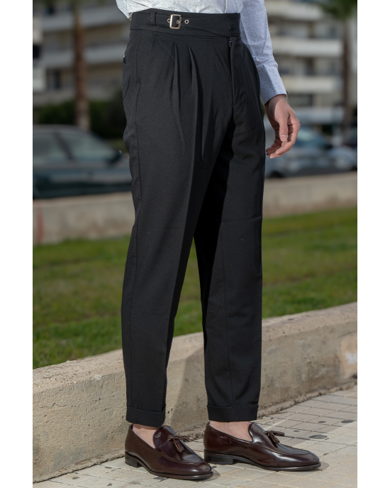 Παντελόνι Vittorio Mezzano μαύρο ΥΦΑΣΜΑΤΙΝΑ