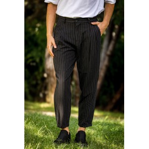 Παντελόνι Vittorio Genova μαύρο με άσπρη ρίγα Παντελόνι Vittorio Genova μαύρο με άσπρη ρίγα