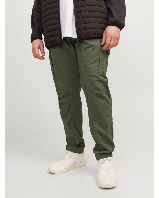 Παντελόνι Cargo Jack N Jones Plus Size λαδί CASUAL