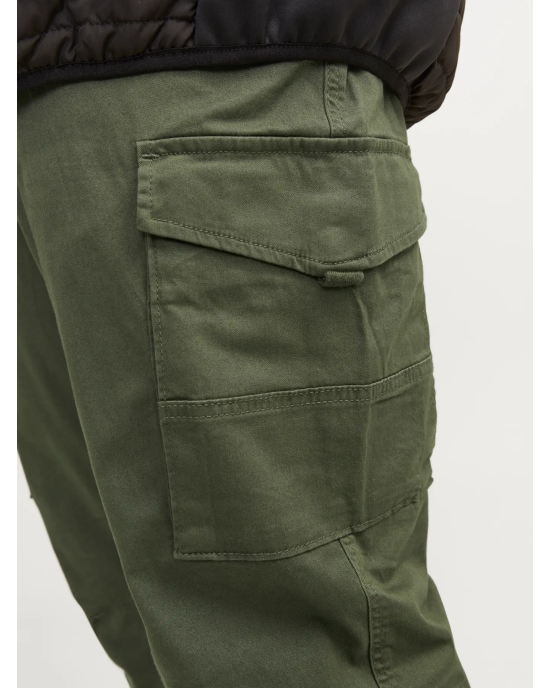 Παντελόνι Cargo Jack N Jones Plus Size λαδί CASUAL
