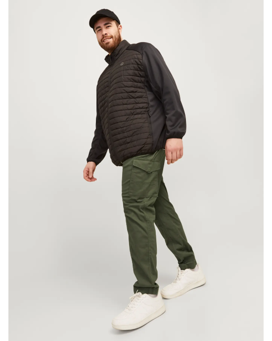 Παντελόνι Cargo Jack N Jones Plus Size λαδί CASUAL