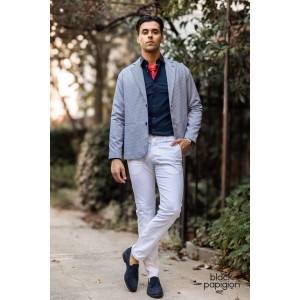 Σακάκι Vittorio Gerano άσπρο με καρό μπλε Σακάκι Vittorio Gerano άσπρο με καρό μπλε