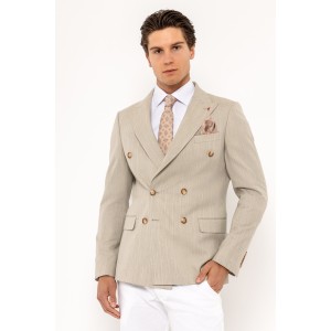 Σακάκι Vittorio Florida μπεζ με άσπρη ρίγα