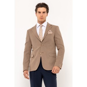 Σακάκι Vittorio Poggio καφέ με άσπρη ρίγα