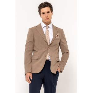 Σακάκι Vittorio Poggio καφέ με άσπρη ρίγα