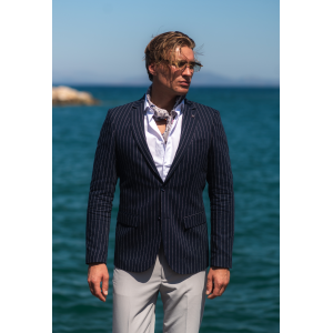 Σακάκι Vittorio Pesaro μπλε με ασπρή ρίγα Σακάκι Vittorio Pesaro μπλε με ασπρή ρίγα